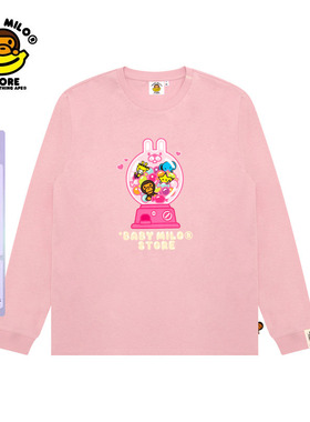 BABY MILO STORE女装25年秋冬卡通小猴扭蛋机图案长袖T恤0449XXP