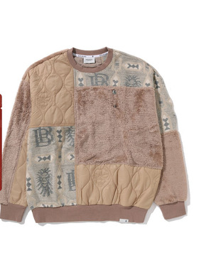 BAPE BLACK男装25年秋冬羊毛针织图案毛绒拼接圆领卫衣301131P