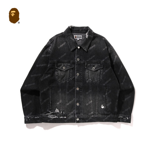 字母图案水洗牛仔外套BAPE