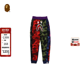 352004H 运动长裤 BAPE童装 秋冬鲨鱼WGM字母印花迷彩拼接卫裤