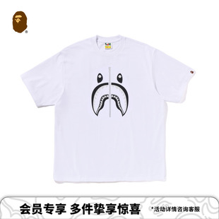 BAPE男装24年秋冬鲨鱼拉链字母印花别注款短袖T恤110311N