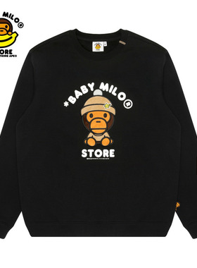 BABY MILO STORE女装秋冬卡通小猴薄绒圆领卫衣3040XXP