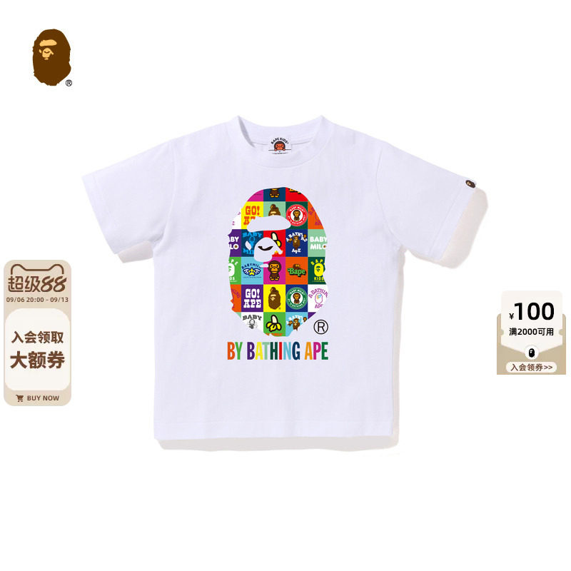 BAPE经典图案猿人圆章印花T恤图片