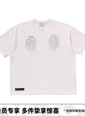 BAPE BLACK男装25年秋冬装饰钉猿人徽标图案短袖T恤301091P