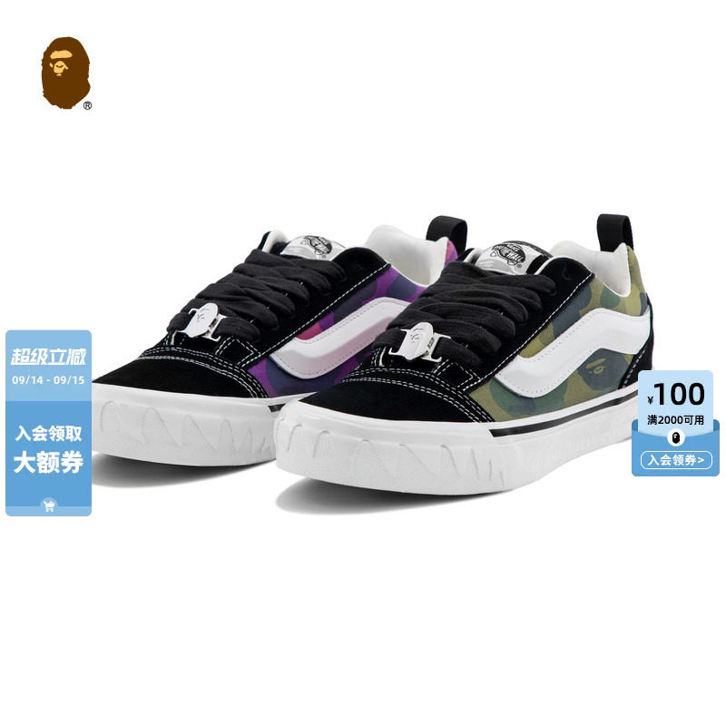 BAPE X VANS联名男女鞋26年秋冬迷彩棋盘格鲨鱼齿纹休闲鞋911911R图片