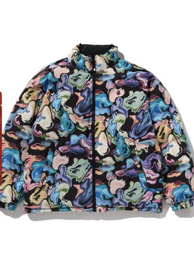 BAPE男装25年秋冬Art Camo艺术迷彩两面穿羽绒服007441P
