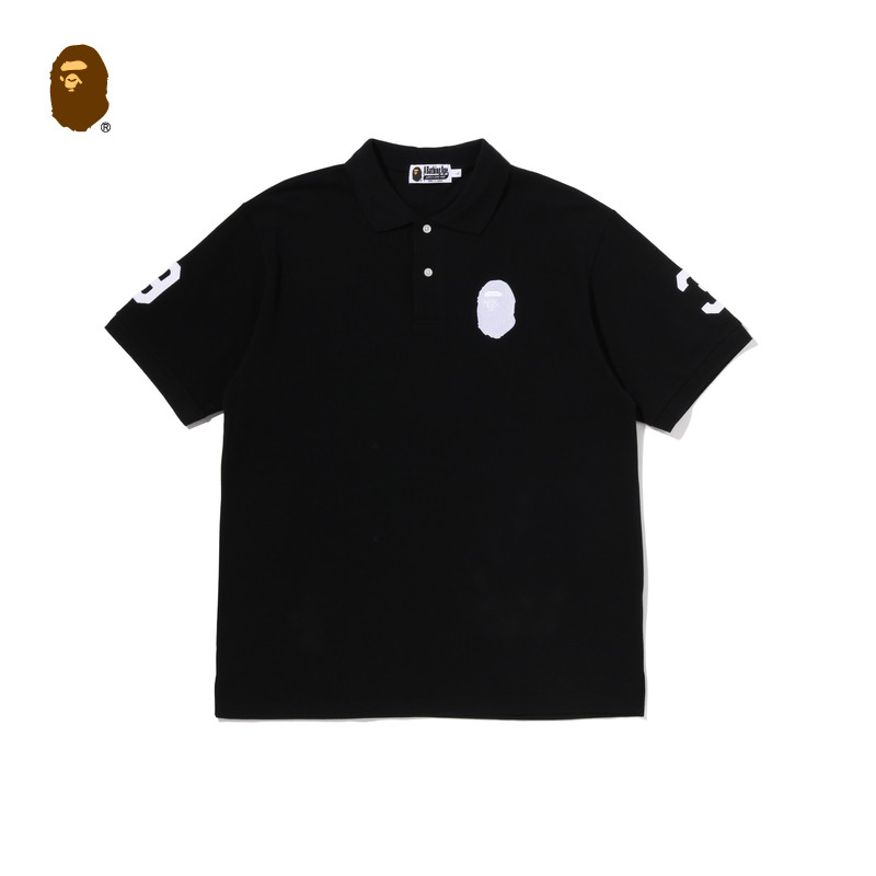 BAPE男装26年春夏猿人93刺绣图案纯色短袖POLO衫003121Q