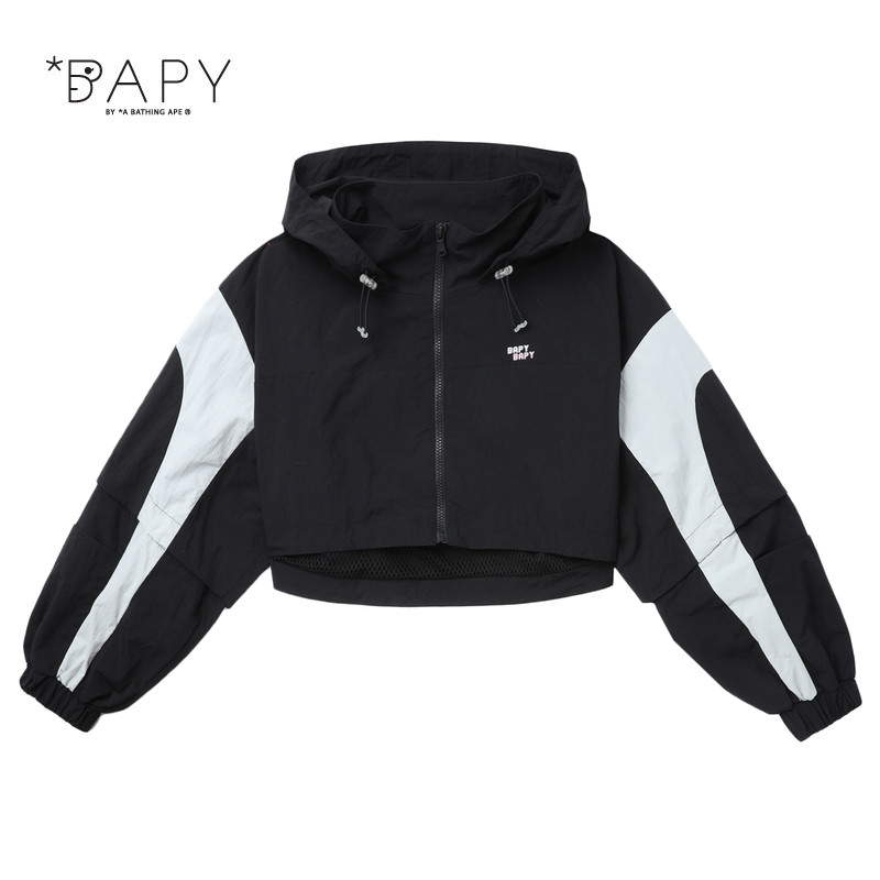 BAPY拼色短款连帽夹克外套