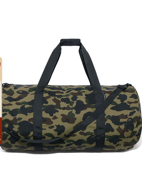 BAPE配饰满印迷彩图案圆筒行李训练健身旅行手提包X89002K
