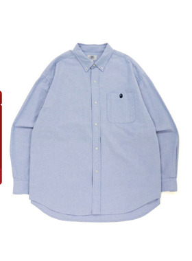 BAPE男装秋冬猿人字母刺绣标签纯色长袖衬衫13103SH