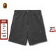 同色系猿人刺绣可调节抽绳松紧腰运动短裤 BAPE BLACK男装 P6205MH