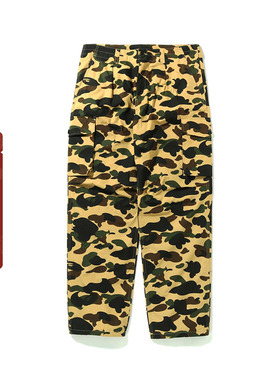 BAPE男装秋冬满印迷彩图案多口袋贴袋工装长裤152017H