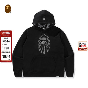 BAPE 24年秋冬猿人徽标钻饰连帽卫衣W3102MF BLACK男装