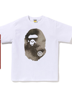 BAPE男装25年春夏漂白褪色特染图案猿人印花短袖T恤045101O