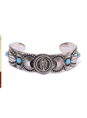 BAPE BLACK配饰25年春夏925银做旧猿人徽标浮雕手镯182335O