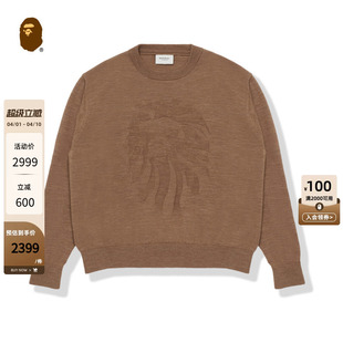 BAPE 25年春夏猿人提花纯色羊毛针织毛衣T9302MI BLACK男装