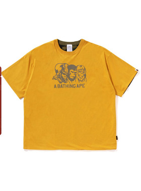 BAPE男装25年秋冬猿人印花迷彩图案两面穿短袖T恤001091P