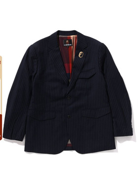 MR.BATHING APE男装春夏竖条纹西装西服外套夹克310401O