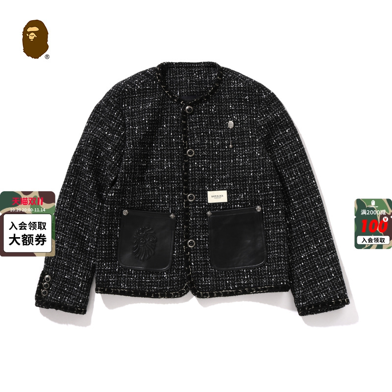 BAPEBLACK无领多口袋小香风外套