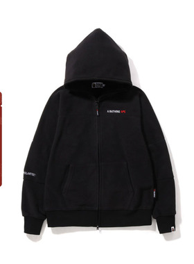 BAPE男装秋冬图案标签抓绒面连帽卫衣外套115008H