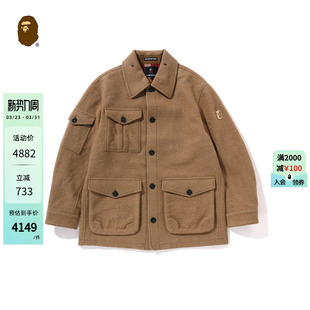 MR.BATHING 24年秋冬猿人胡子徽章羊毛呢外套140303N APE男装