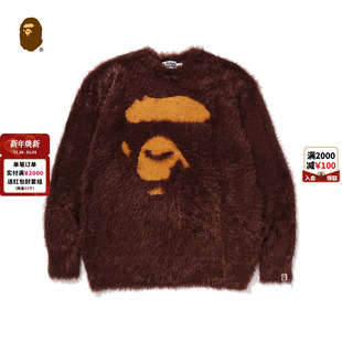 BAPE男装 002201P 25年秋冬猿人图案毛绒套头针织衫