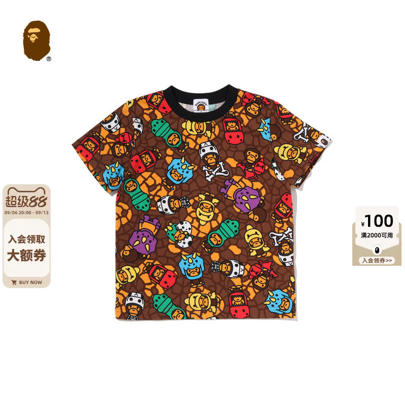 BAPEBABYMILO卡通小猴印花T恤图片