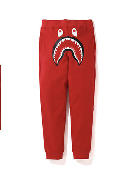 BAPE男装腰围松紧鲨鱼图案印花迷彩单袋束脚卫裤长裤152006D