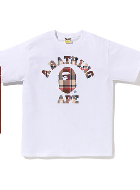 BAPE男装25年秋冬格纹猿人字母印花短袖T恤021101P
