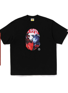 BAPE男装25春夏鲨星人猿人图案印花短袖T恤110333O