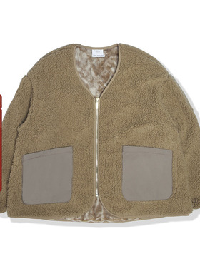 BAPE BLACK男装24年秋冬猿人刺绣口袋拼接拉链毛绒外套K7403MJ