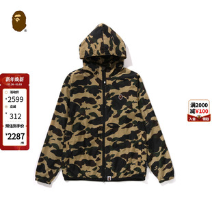 BAPE女装 24年秋冬猿人胶质徽章迷彩图案连帽夹克外套240005N