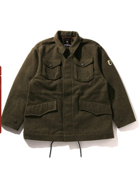 MR.BATHING APE男装秋冬猿人胡子徽章多口袋羊毛夹克外套312401P