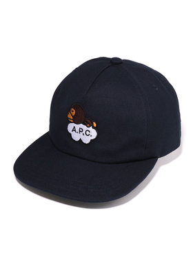 BAPE X A.P.C联名配饰BABY MILO字母刺绣迷彩鸭舌帽棒球帽180901I