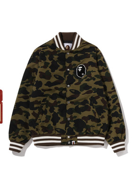 BAPE男装25年秋冬迷彩图案加厚运动棒球夹克X05411P