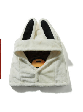 BAPE配饰卡通BABY MILO动物耳朵毛绒帽子围脖头套382006H