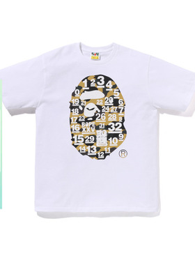 BAPE男装25年春夏迷彩猿人32周年图案印花短袖T恤X02210O