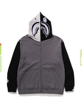 BAPE男装24年秋冬别注款鲨鱼连帽卫衣开衫外套X15311N