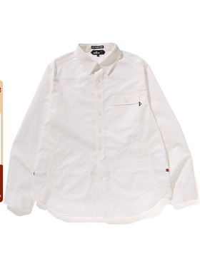 MR.BATHING APE男装24年秋冬猿人胡子条纹刺绣长袖衬衫131302N