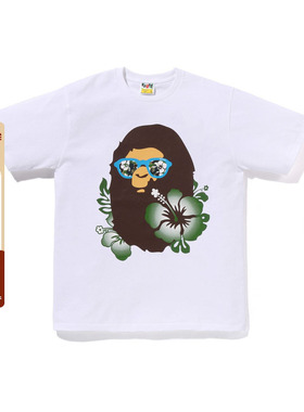 BAPE男装25年秋冬度假风猿人墨镜花卉迷彩印花短袖T恤00110XP