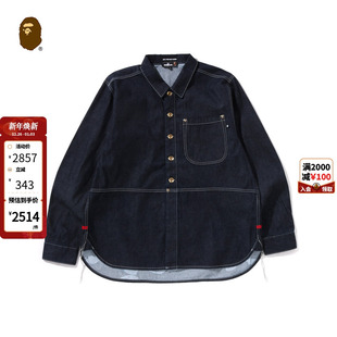 衬衫 24年秋冬猿人胡子原色牛仔长袖 131303N APE男装 MR.BATHING