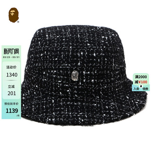 NEW ERA联名配饰猿人徽标粗花呢渔夫帽181906N BLACK BAPE