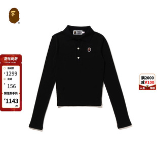 212001J POLO衫 BAPE女装 秋冬猿人刺绣徽章纯色长袖