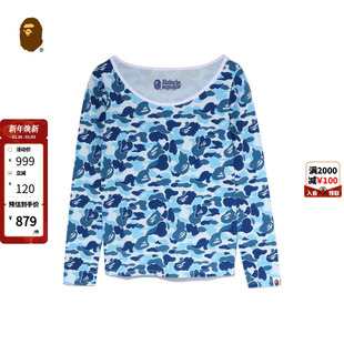 BAPE女装 T恤211002J 秋冬满印迷彩图案圆领长袖