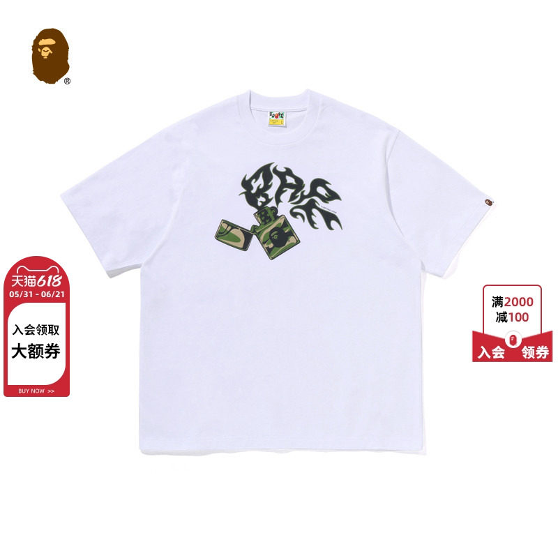 BAPE男装26年春夏迷彩色打火机字母印花短袖T恤320101Q