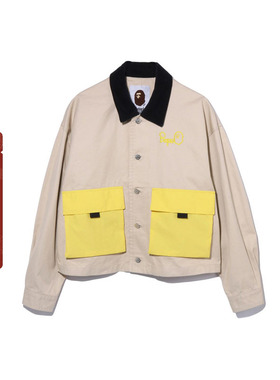 BAPE女装春夏撞色字母刺绣口袋拼接翻领外套240004I