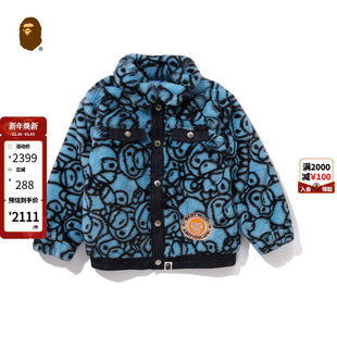 BAPE童装 MILO刺绣标毛绒外套341006L 秋冬满印卡通BABY