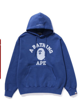 BAPE男装秋冬猿人字母套染特染印花图案连帽卫衣X14010L
