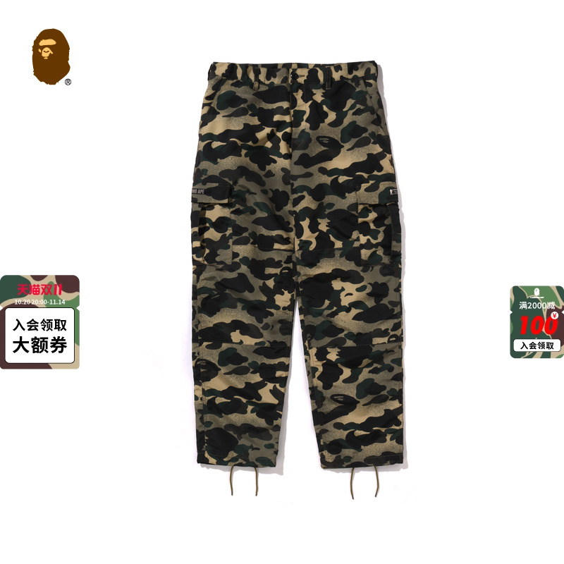 BAPE男装25年秋冬混合迷彩图案贴袋休闲工装裤X00152P