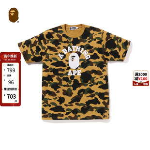 BAPE男装 T恤010091O 25年春夏猿人字母印花迷彩图案短袖